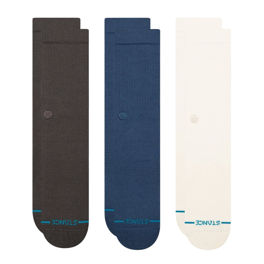 Stance Icon 3 Pack Socks - Charcoal - Mens Crew Length Socks by Stance