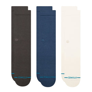 Stance Icon 3 Pack Socks - Charcoal - Mens Crew Length Socks by Stance
