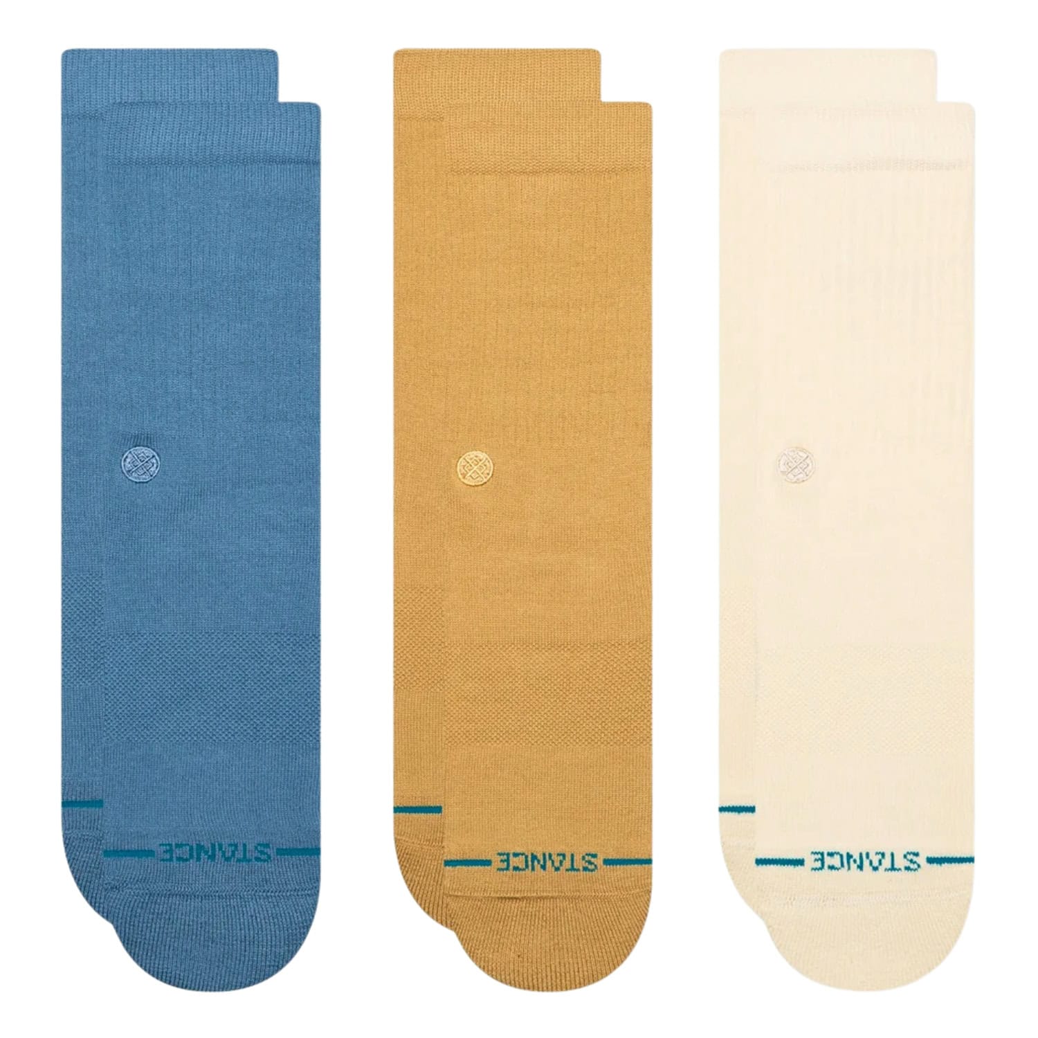 Stance Icon (3 Pack) Socks - Cream - Mens Crew Length Socks by Stance