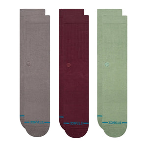 Stance Icon 3 Pack Socks - Dark Grey - Mens Crew Length Socks by Stance