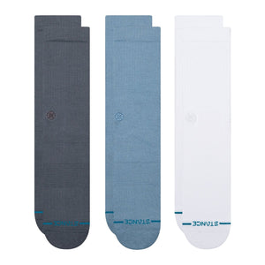 Stance Icon 3 Pack Socks - Turbulence - Mens Crew Length Socks by Stance