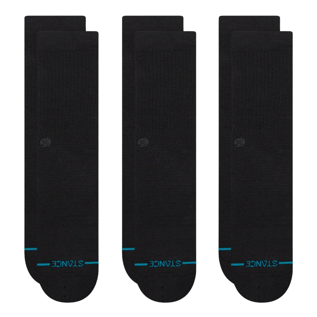 Stance Icon Crew Socks (3 Pack) - Black/Black - Unisex Crew Length Socks by Stance