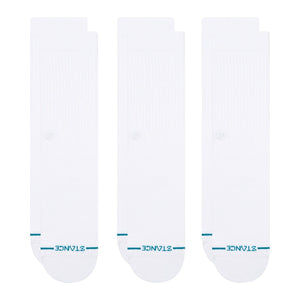 Stance Icon Crew Socks (3 Pack) - White/White - Unisex Crew Length Socks by Stance