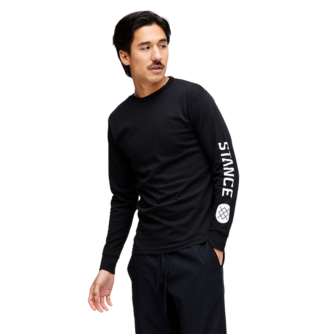 Stance Icon Long Sleeve T-Shirt - Black - Mens Plain T-Shirt by Stance