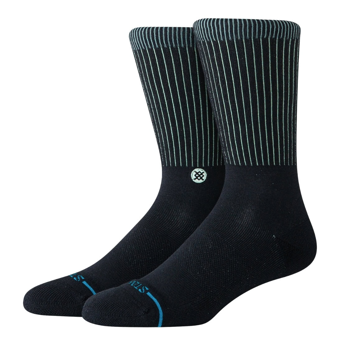 Stance Icon Pop Crew Socks - Black Teal - Unisex Crew Length Socks by Stance