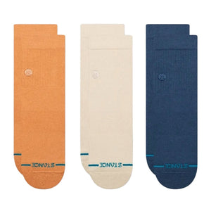 Stance Icon Quarter 3 Pack Socks - Mango - Unisex Crew Length Socks by Stance