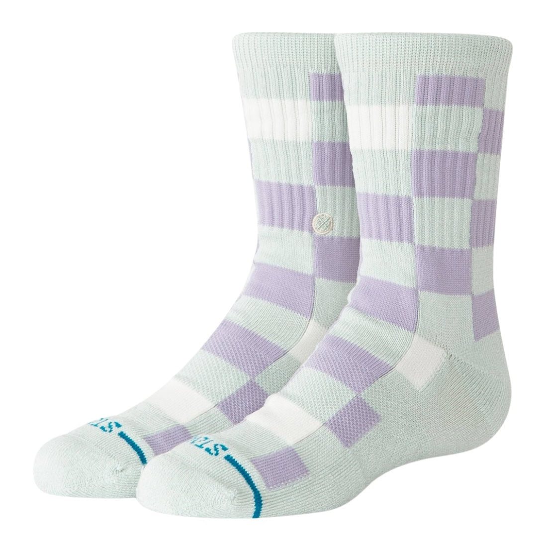 Stance Kids Chef Check Crew Socks - Lilac - Kids Crew Length Socks by Stance