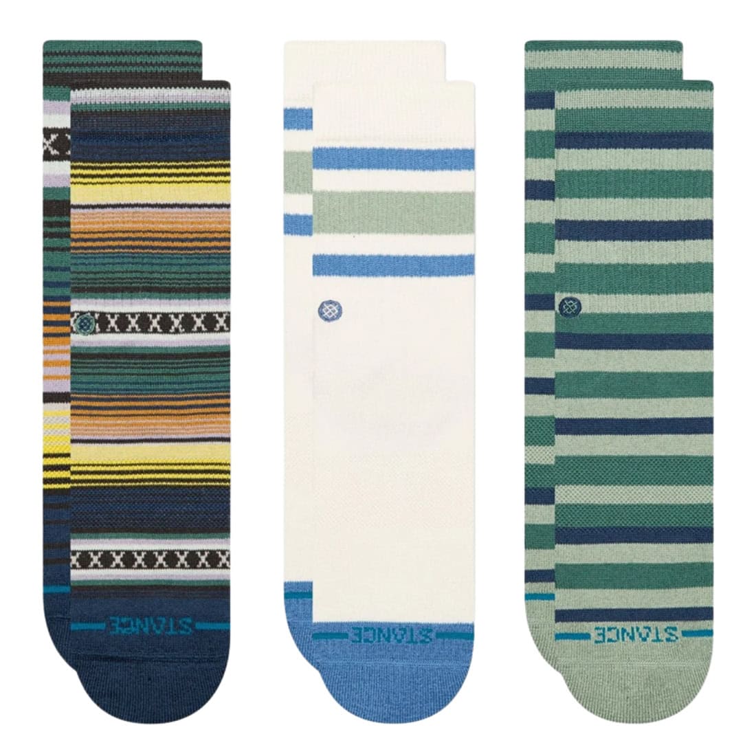 Stance Kids Mix Stripe 3 Pack Socks - Deep Teal - Kids Crew Length Socks by Stance