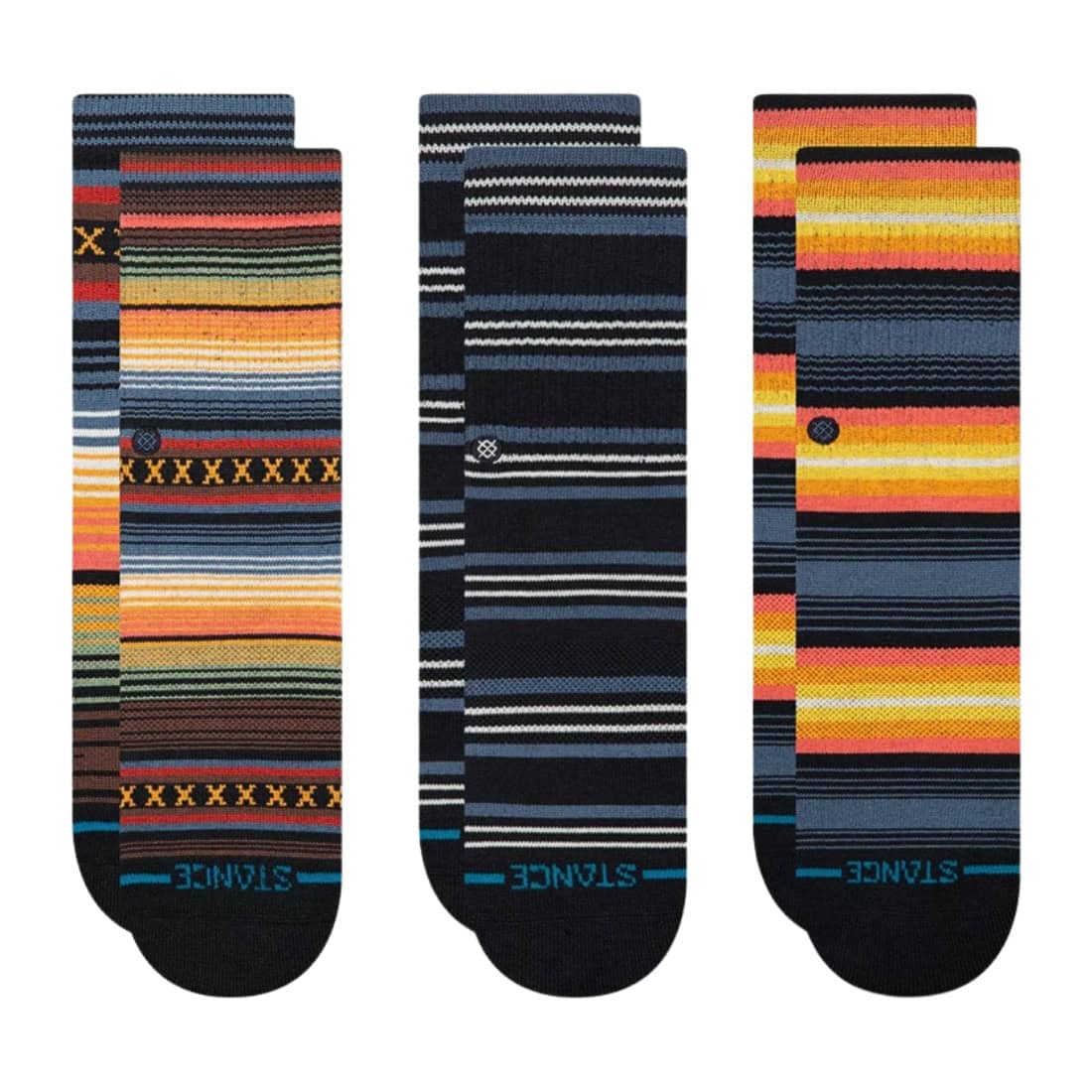 Stance Kids Serape 3 Pack Crew Socks - Black - Kids Crew Length Socks by Stance