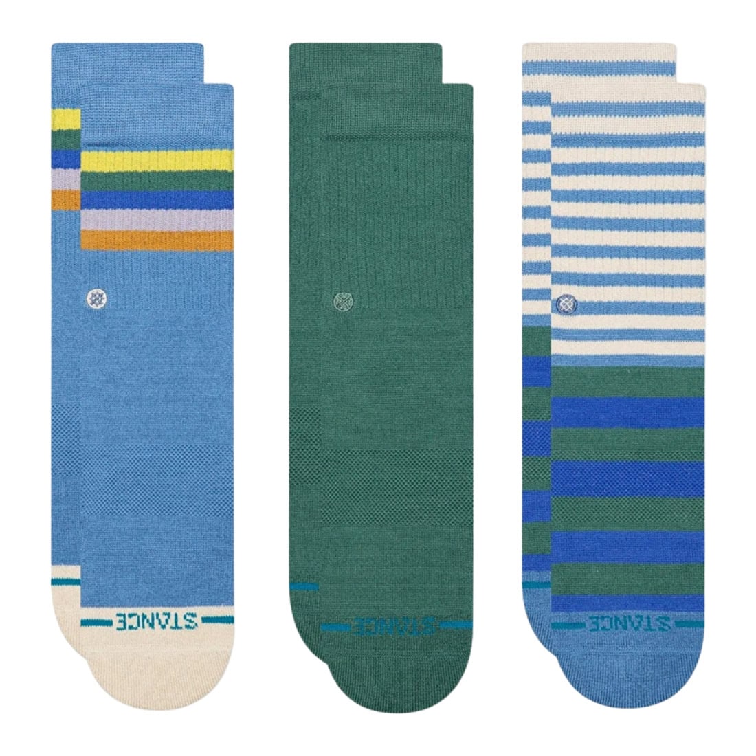 Stance Kids Stripe 3 Pack Socks - Capri Blue - Kids Crew Length Socks by Stance