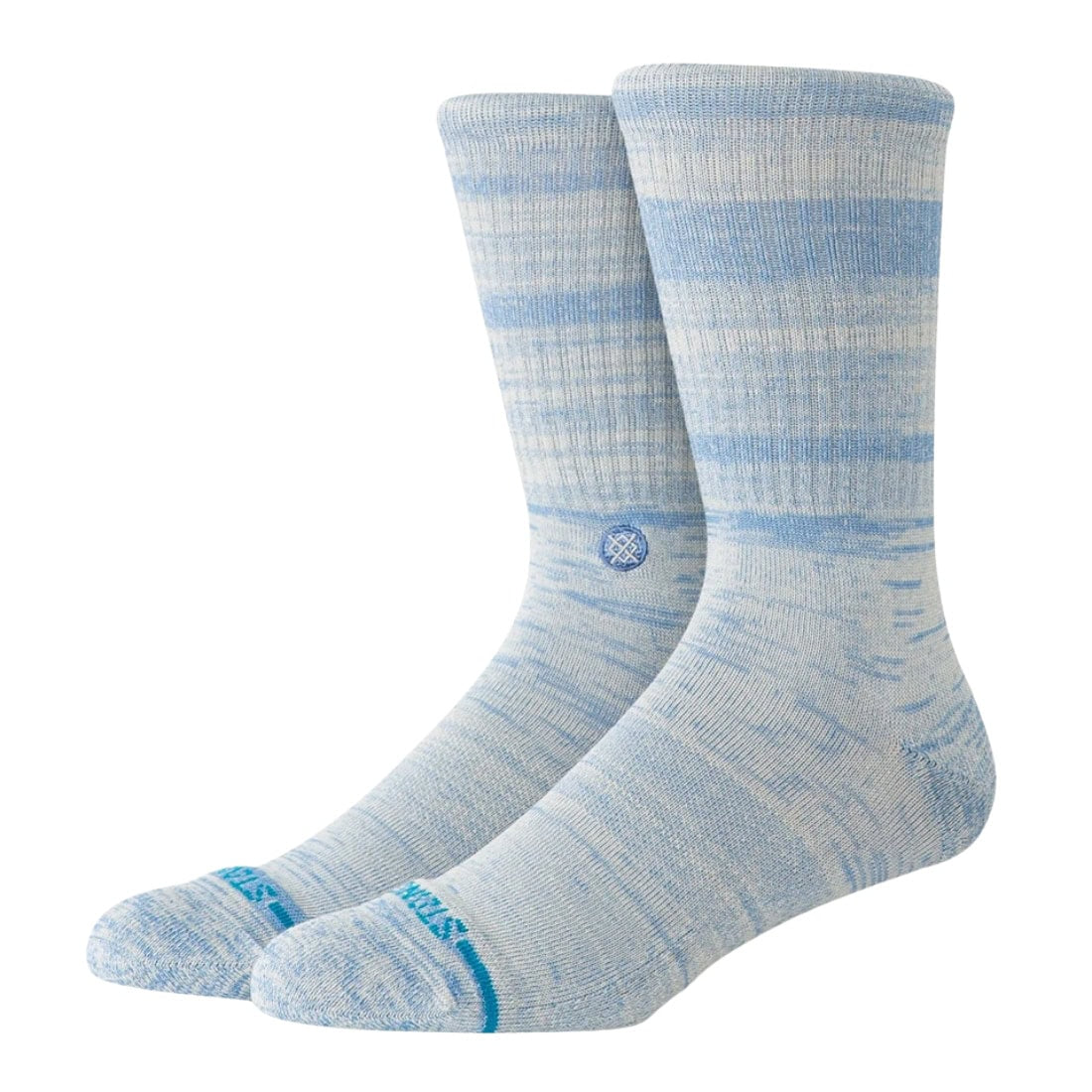 Stance Marled Crew Socks - Grey/Blue - Unisex Crew Length Socks by Stance