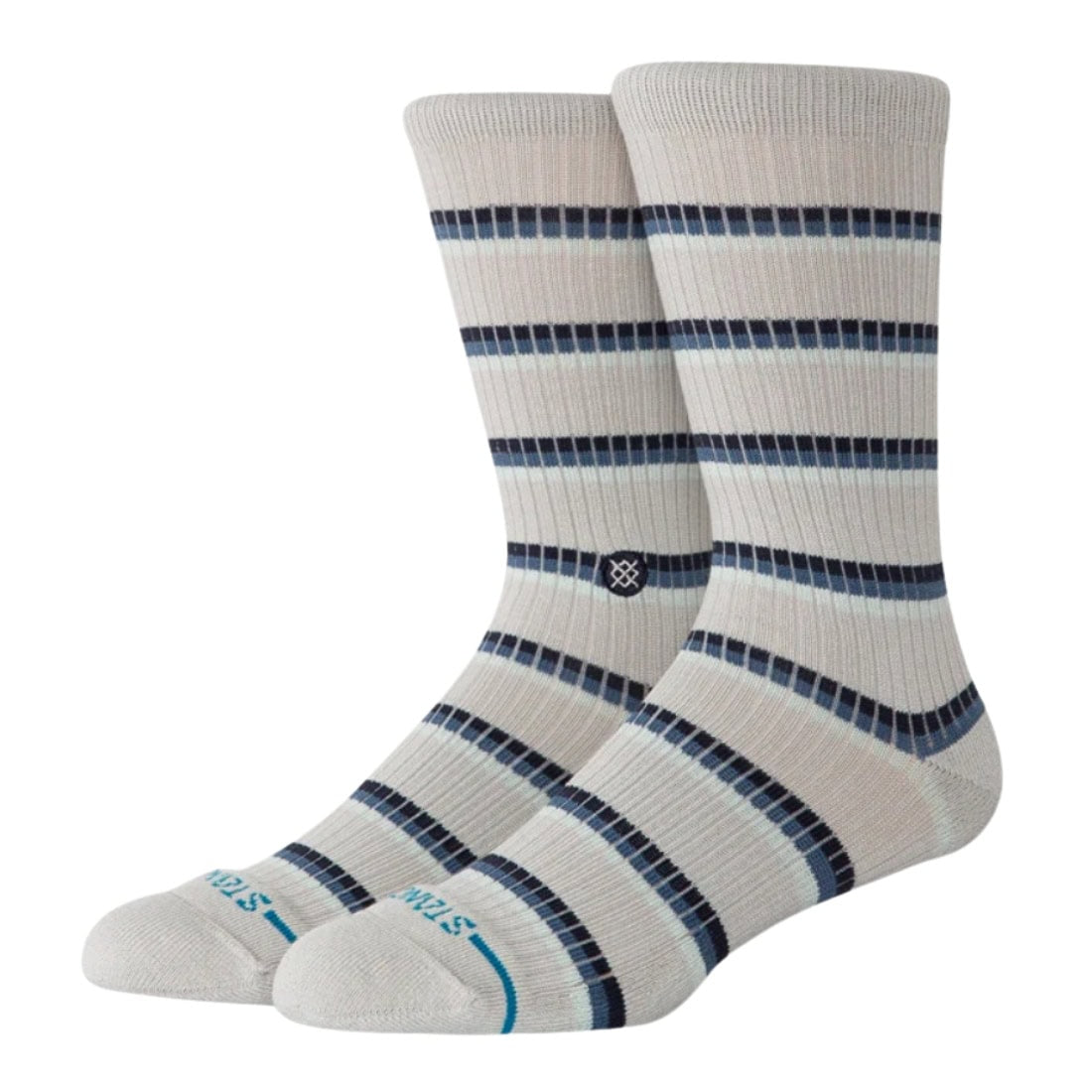 Stance Multistripe Ribbed Crew Socks - Grey - Unisex Crew Length Socks by Stance
