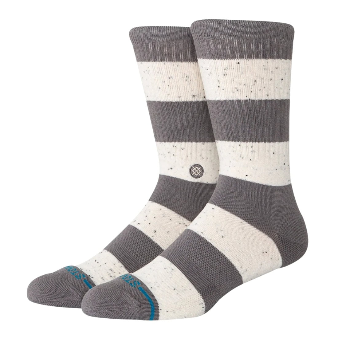 Stance Nep Stripe Crew Socks - Grey - Unisex Crew Length Socks by Stance