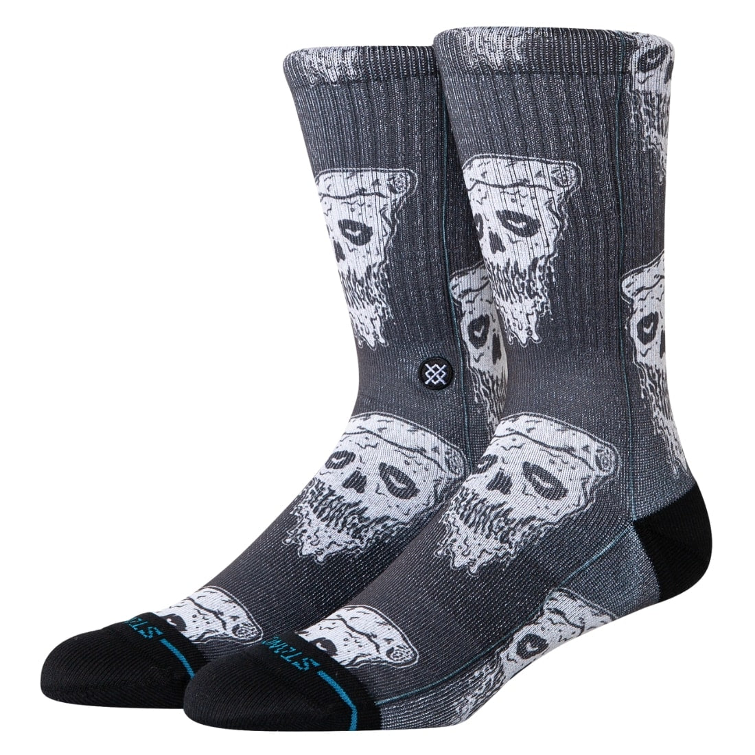 Stance Pizza Face Socks - White/Black - Unisex Crew Length Socks by Stance