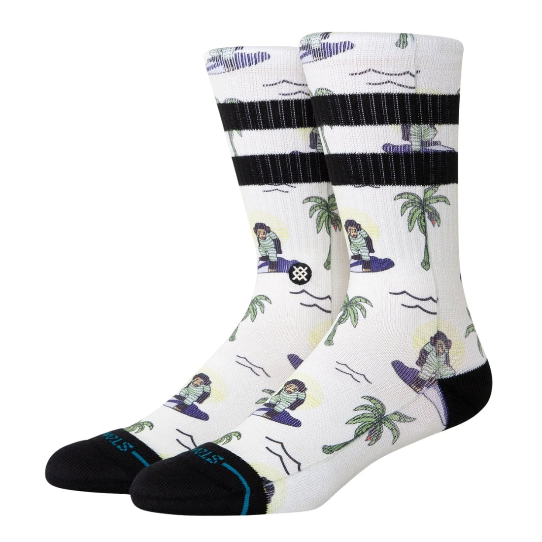 Stance Surfing Monkey Crew Socks - White - Unisex Crew Length Socks by Stance