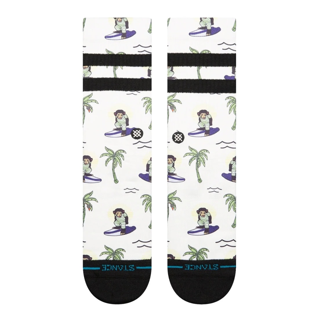Stance Surfing Monkey Crew Socks - White - Unisex Crew Length Socks by Stance