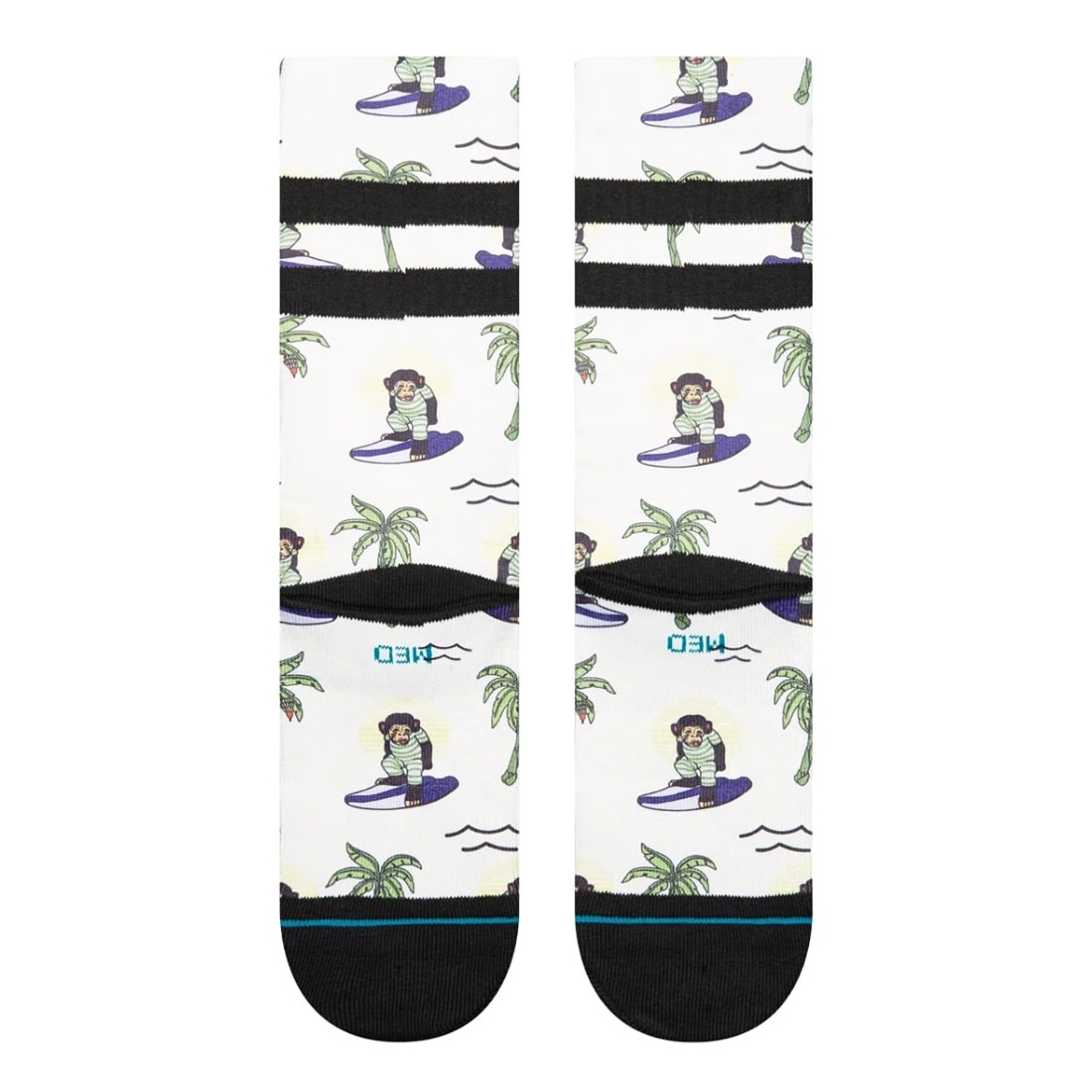 Stance Surfing Monkey Crew Socks - White - Unisex Crew Length Socks by Stance