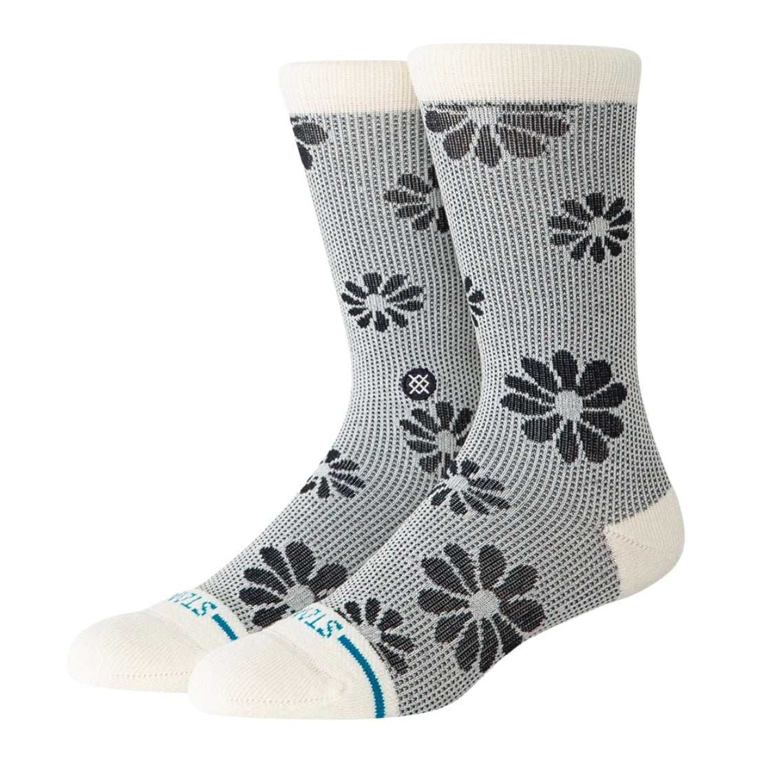 Stance Womens Floral Stitch Crew Socks - Ivory - Womens Crew Length Socks by Stance