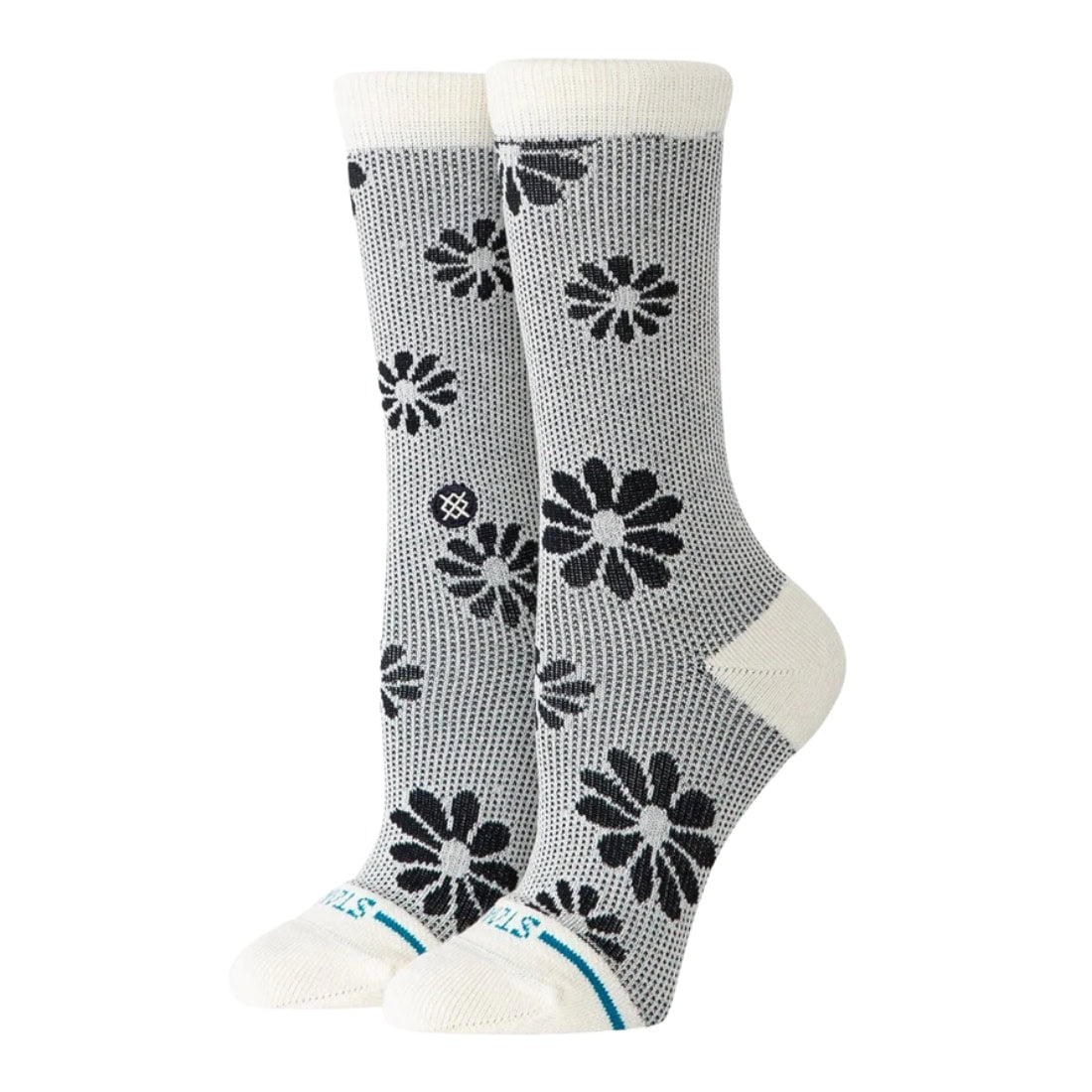 Stance Womens Floral Stitch Crew Socks - Ivory - Womens Crew Length Socks by Stance