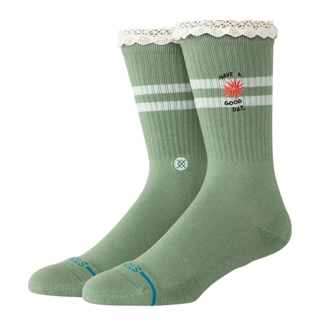 Stance Womens Have A Good Day Crew Socks - Green - Womens Crew Length Socks by Stance M (UK6-8.5)