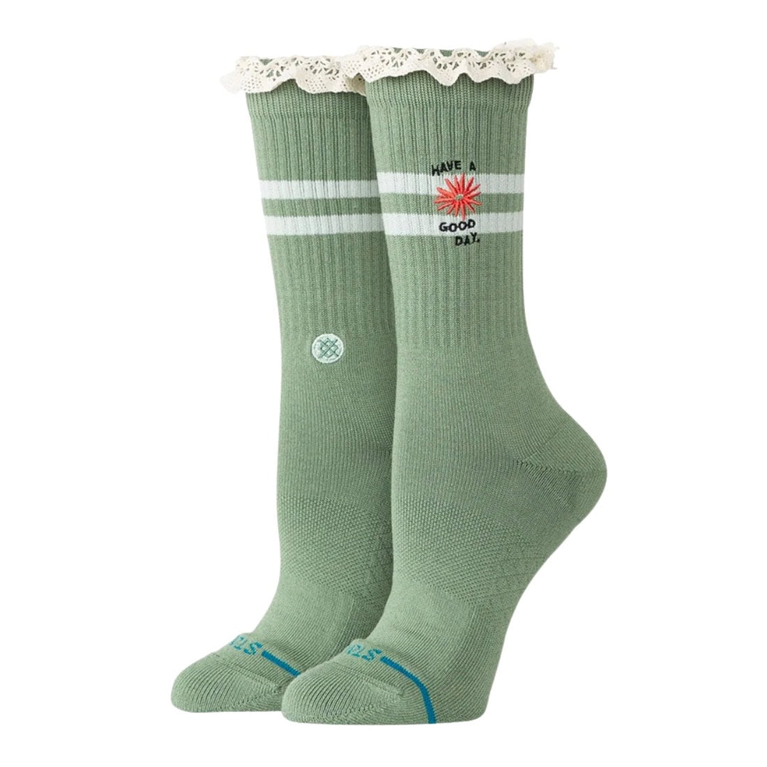 Stance Womens Have A Good Day Crew Socks - Green - Womens Crew Length Socks by Stance M (UK6-8.5)