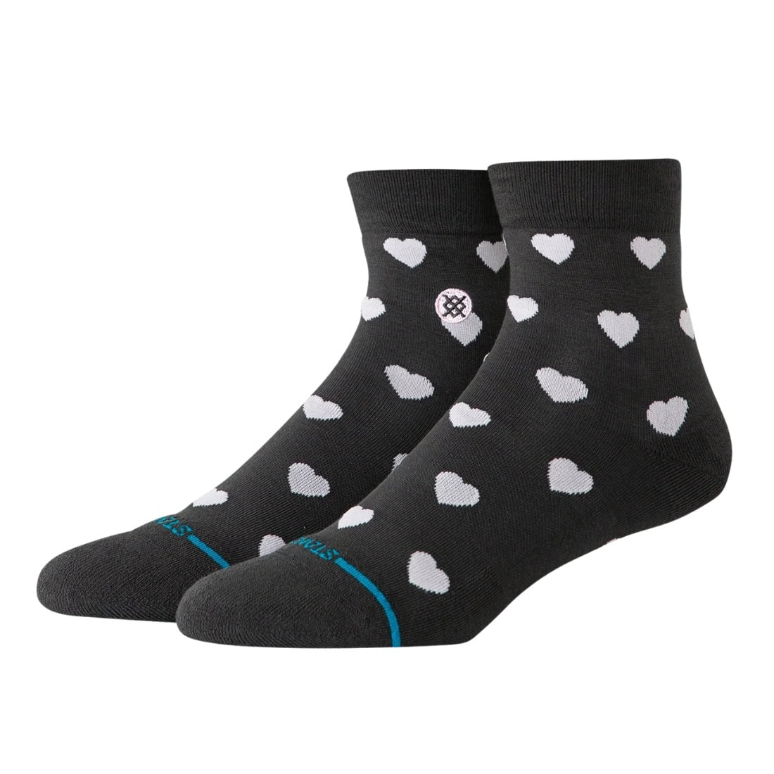 Stance Womens Hearts Lowrider Socks - Charcoal - Womens Crew Length Socks by Stance