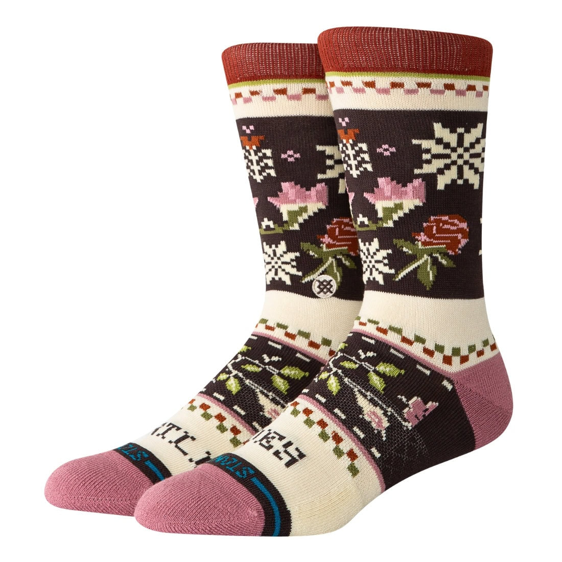 Stance Womens Mistling Toes Crew Socks - Dusty Rose - Womens Crew Length Socks by Stance