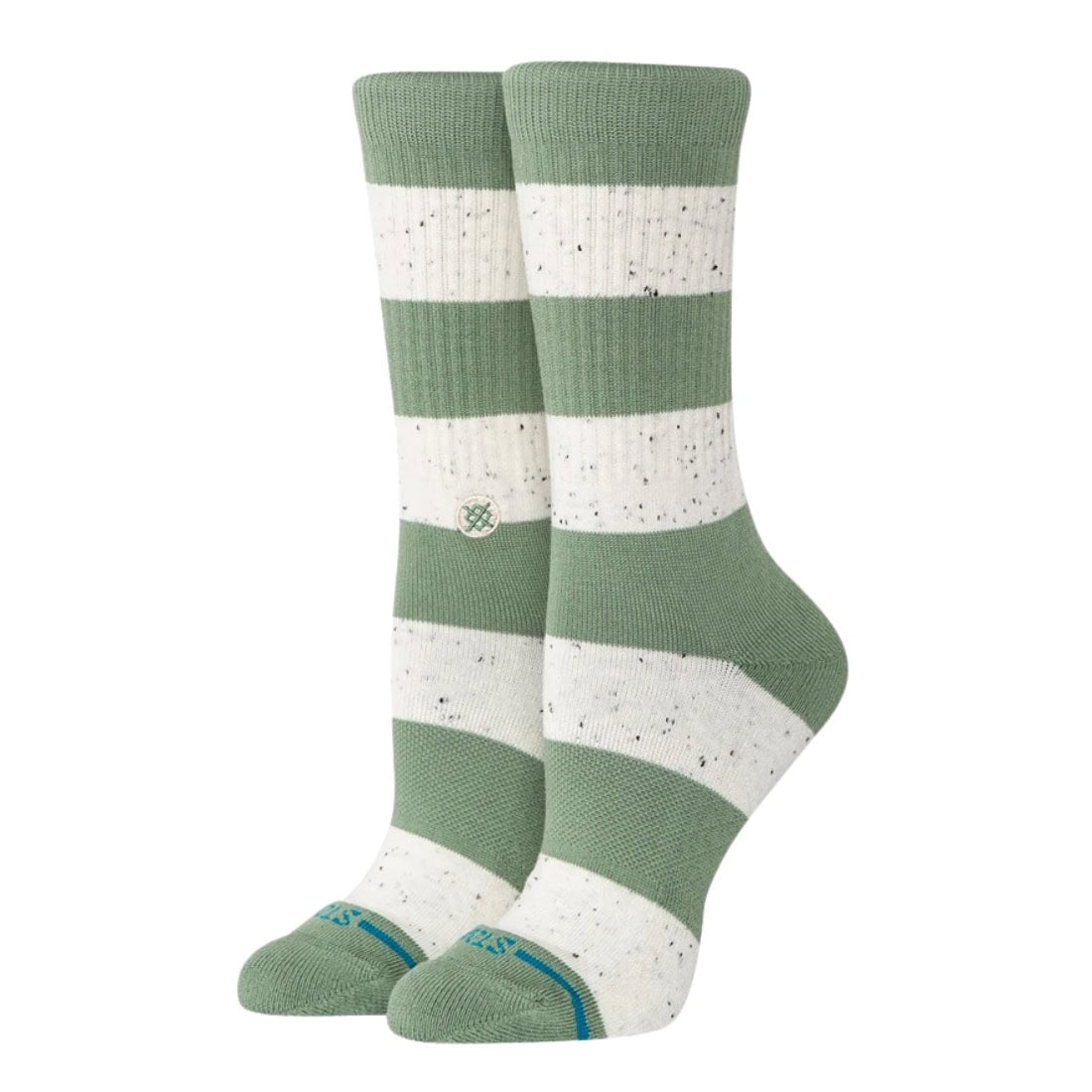 Stance Womens Nep Stripe Crew Socks - Green - Womens Crew Length Socks by Stance