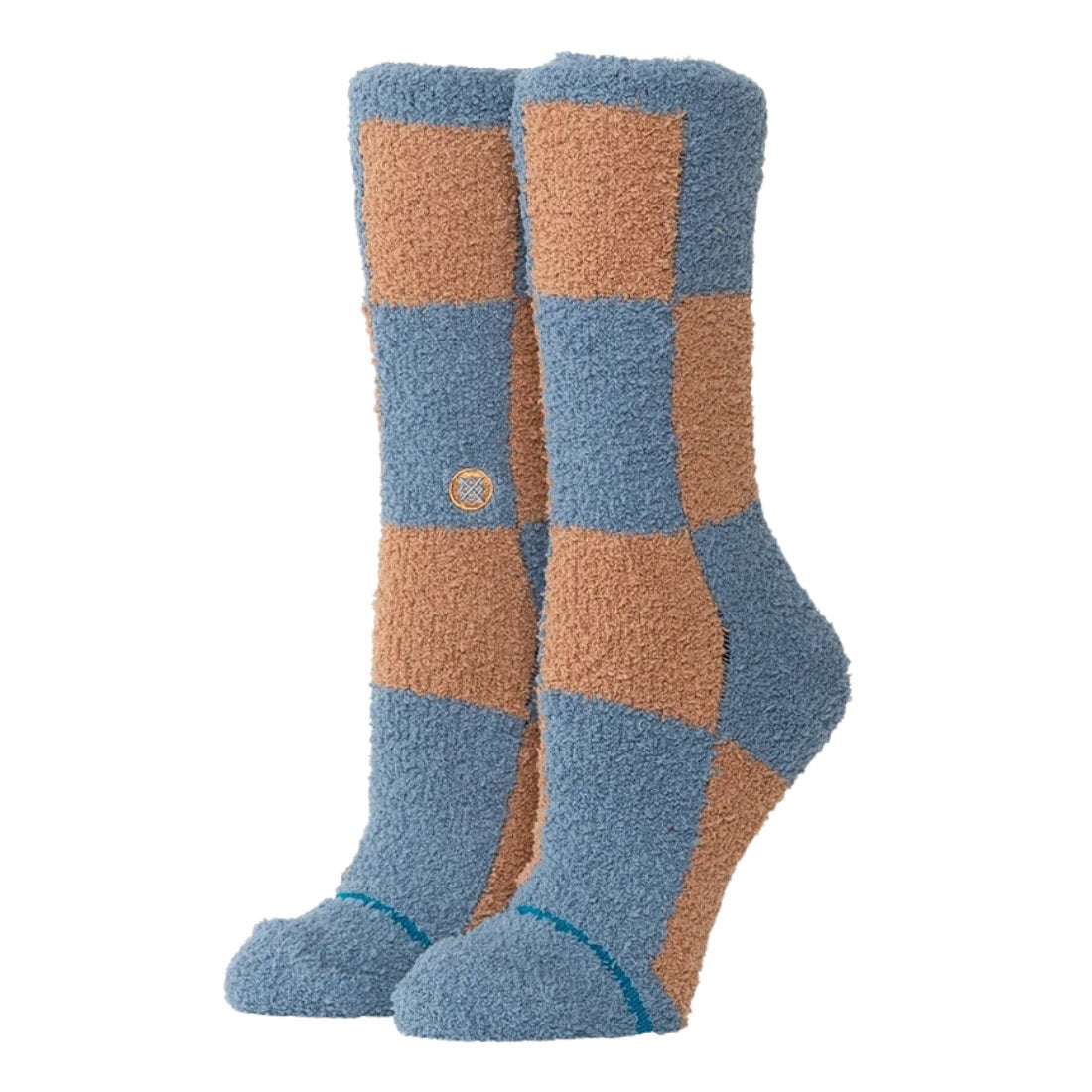 Stance Womens Patchwork Cozy Crew Socks - Sea Blue - Womens Crew Length Socks by Stance