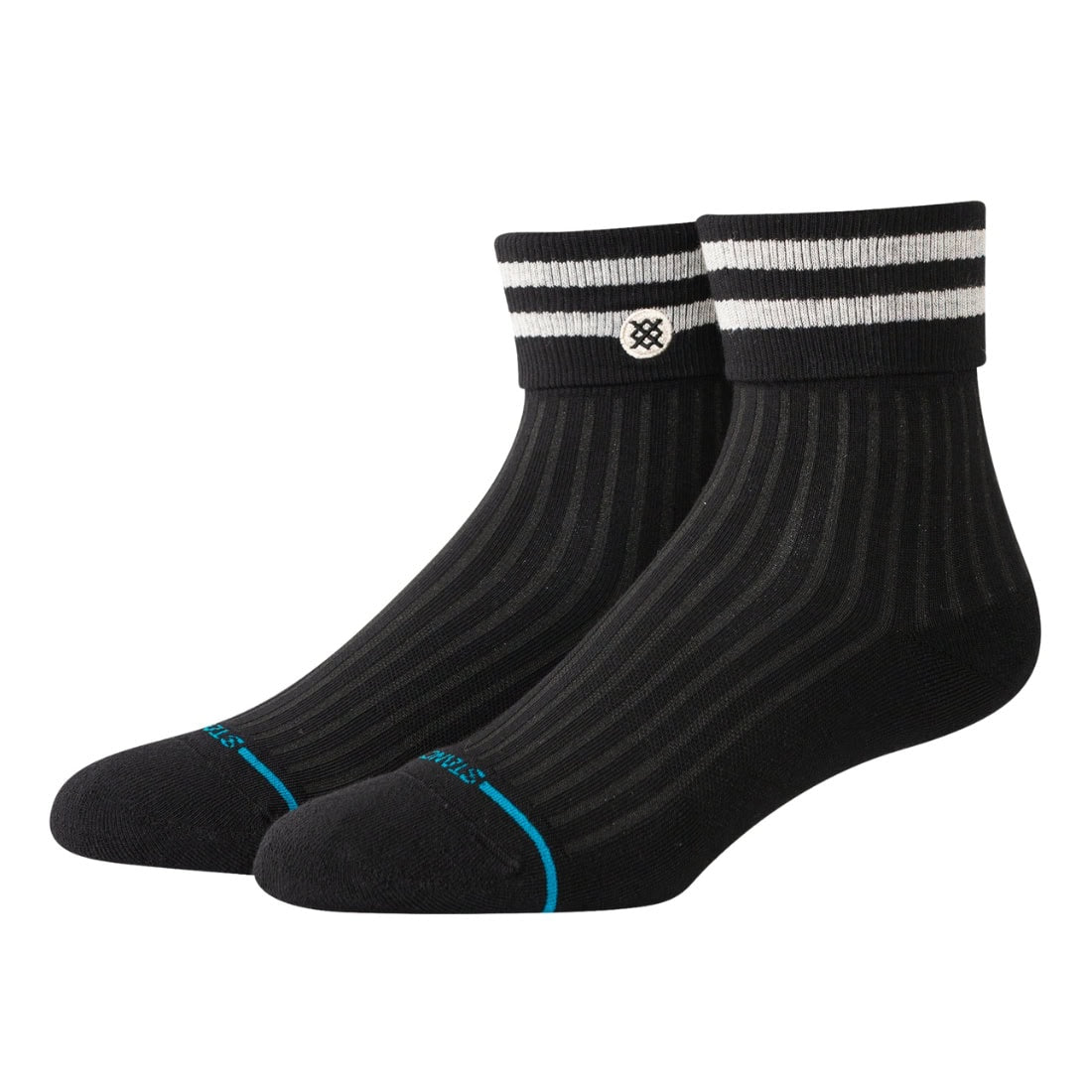 Stance Womens Roll Cuff Quarter Socks - Black - Womens Crew Length Socks by Stance