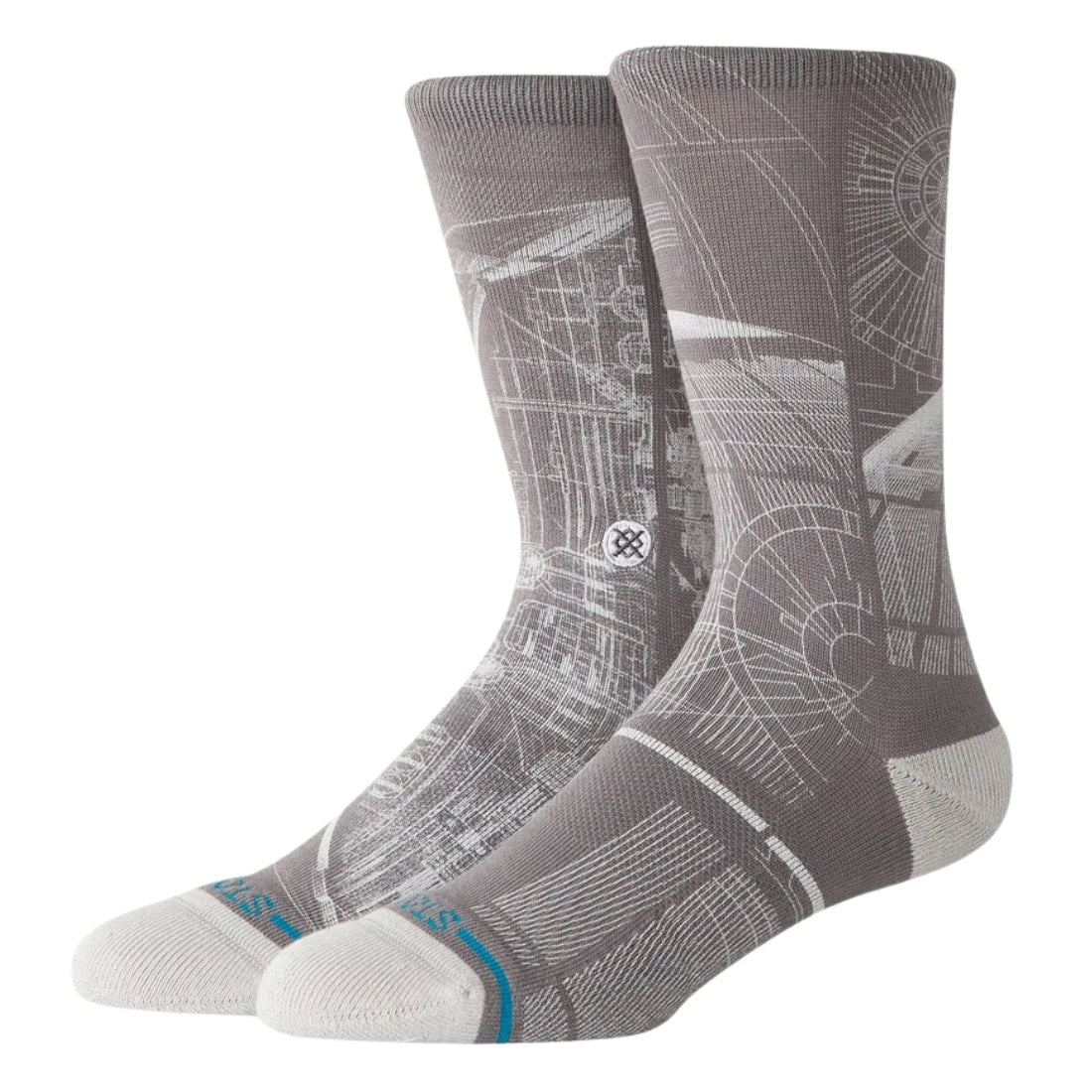 Stance x Star Wars Death Star Crew Socks - Grey - Unisex Crew Length Socks by Stance