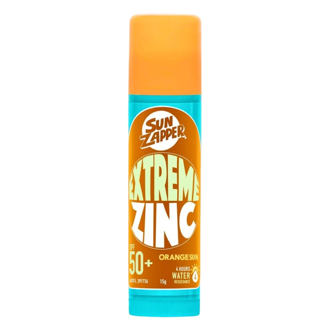 Sun Zapper Extreme Zinc Sunblock Stick SPF50+ Face Stick - Orange Sun - Sunscreen by Sun Zapper 15g