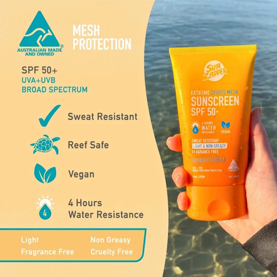 Sun Zapper Sports Mesh Extreme 4Hrs Waterproof Sunscreen - Clear - Sunscreen by Sun Zapper 90ml