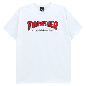 Thrasher Outlined T-Shirt - White/Red - Mens Skate Brand T-Shirt by Thrasher