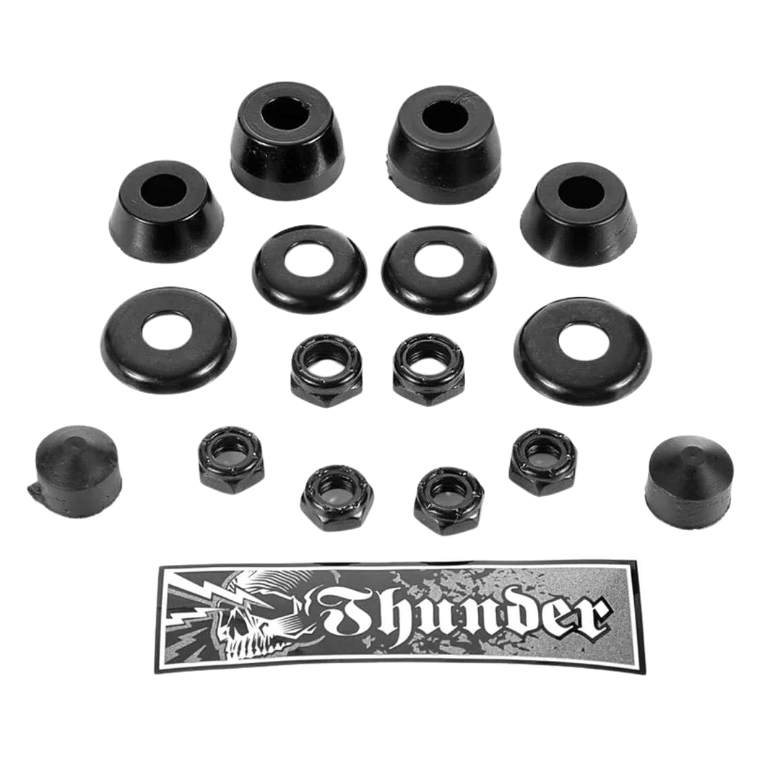 Thunder 100 Duro Rebuild Kit (Bushings/Nuts/Pivot Cup/Washers) - Black - Skateboard Bushings by Thunder