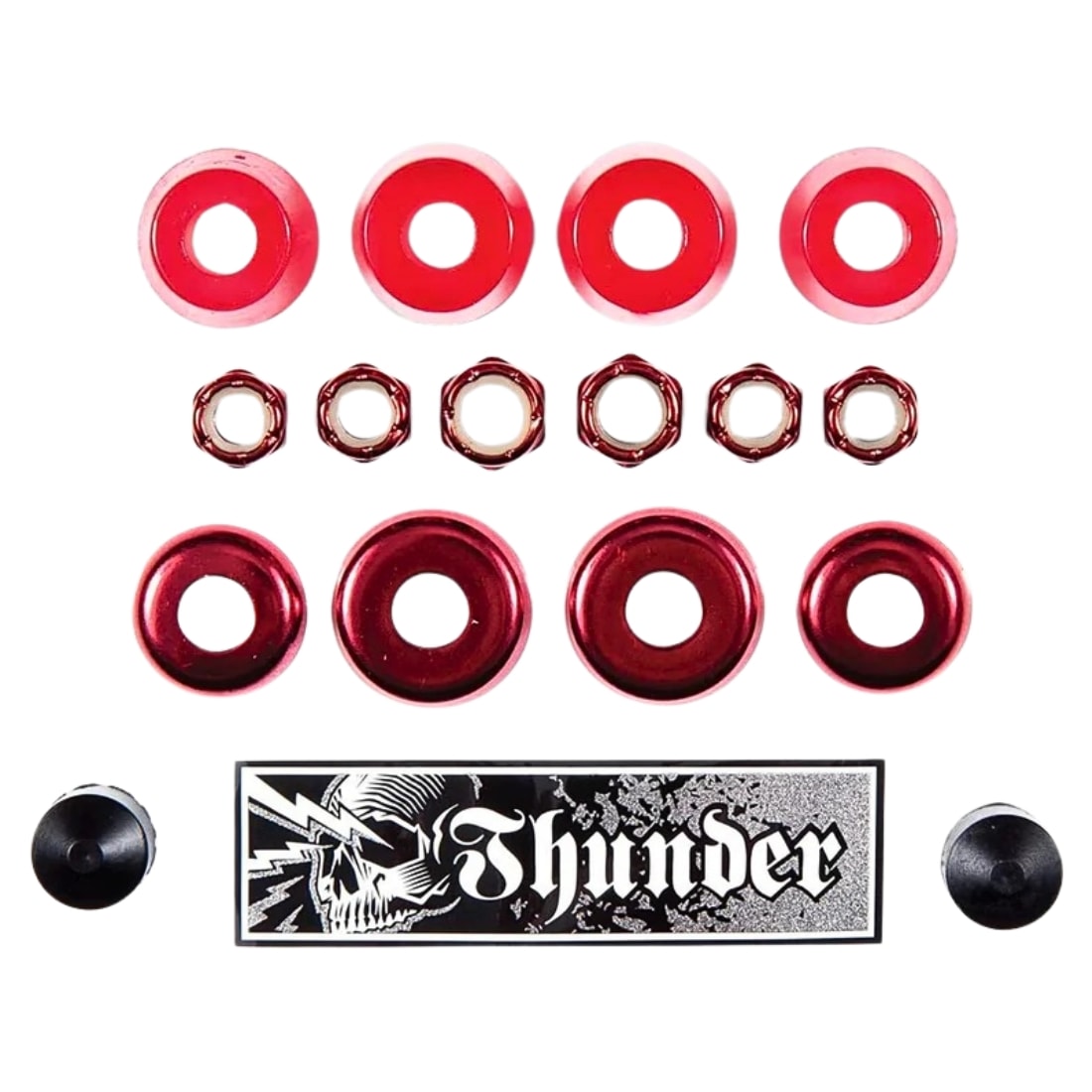 Thunder 90 Duro Rebuild Kit (Bushings/Nuts/Pivot Cup/Washers) - Red - Skateboard Bushings by Thunder