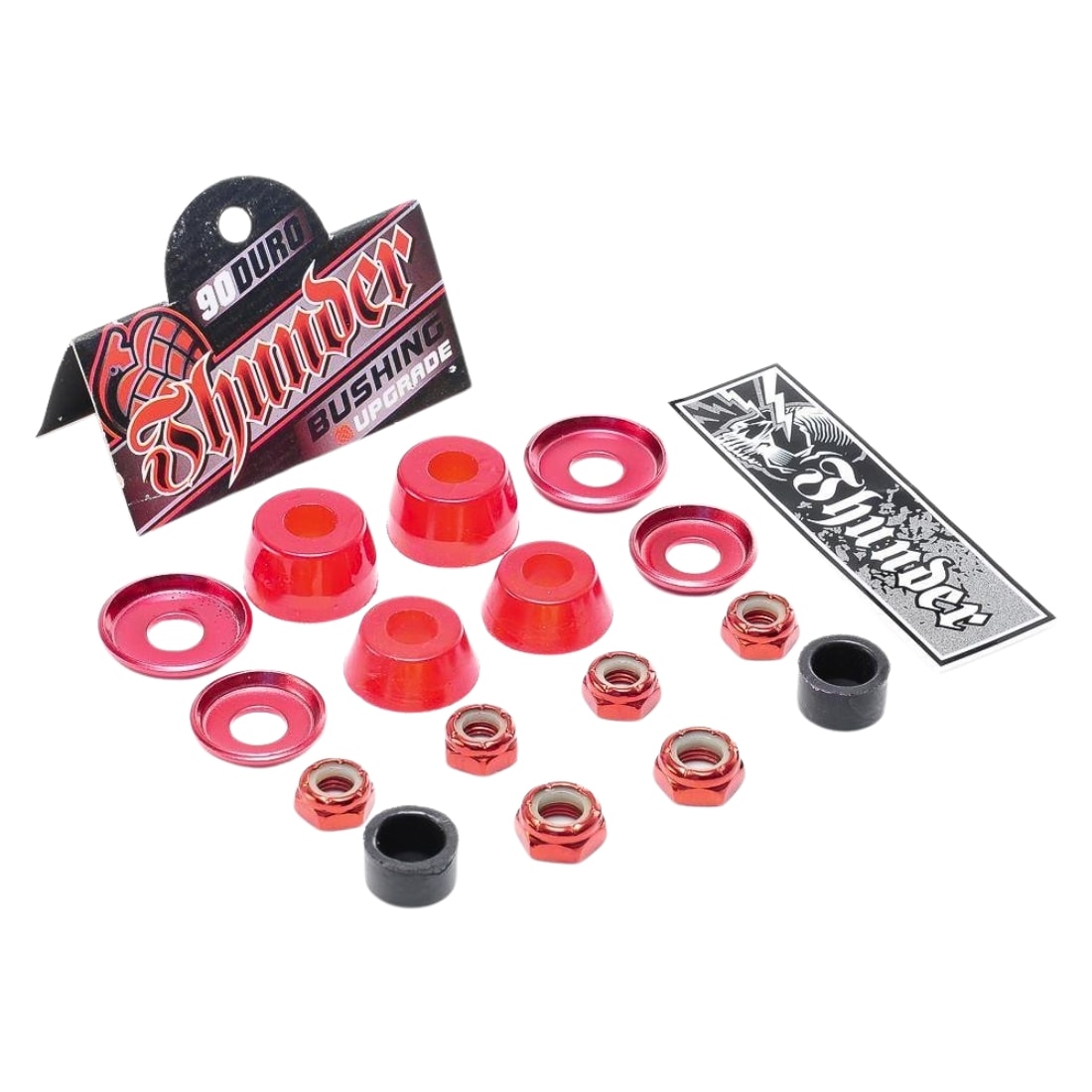Thunder 90 Duro Rebuild Kit (Bushings/Nuts/Pivot Cup/Washers) - Red - Skateboard Bushings by Thunder