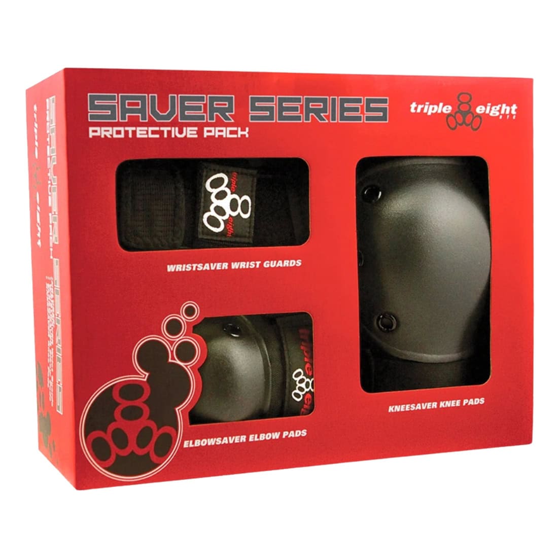 Triple Eight Saver Series Pad Set 3-Pack - Black - Skateboard Pad Sets by Triple Eight