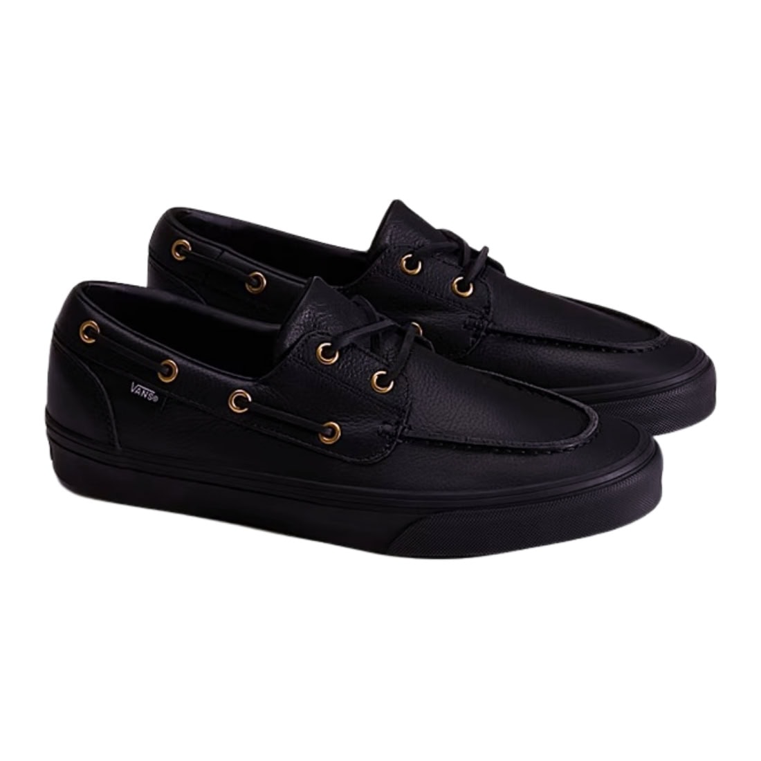 Vans 2-Eyelet Boat Shoe - Leather Black - Mens Casual Shoes by Vans