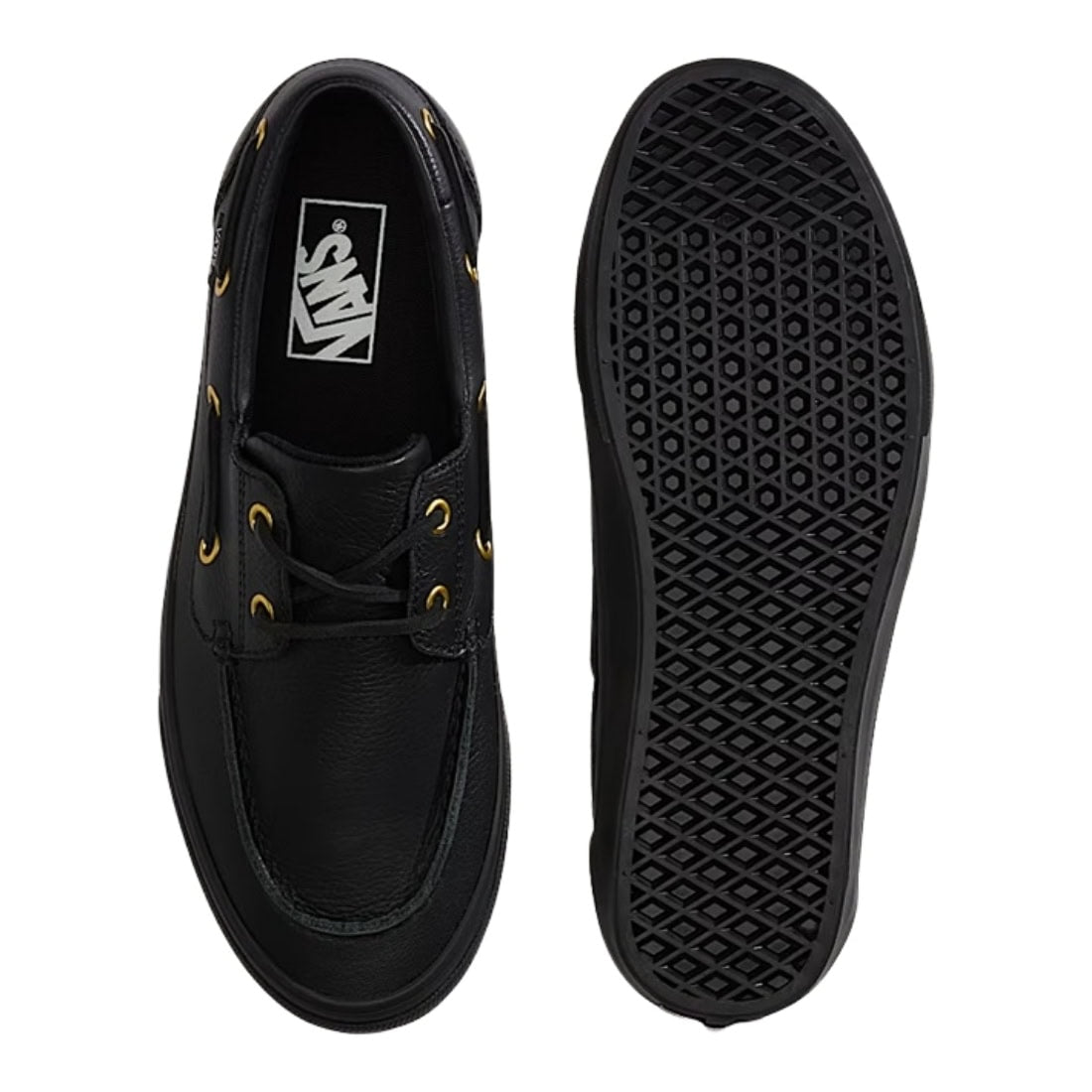Vans 2-Eyelet Boat Shoe - Leather Black - Mens Casual Shoes by Vans