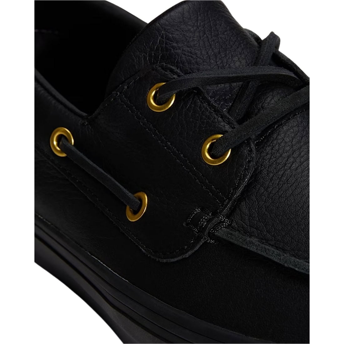 Vans 2-Eyelet Boat Shoe - Leather Black - Mens Casual Shoes by Vans