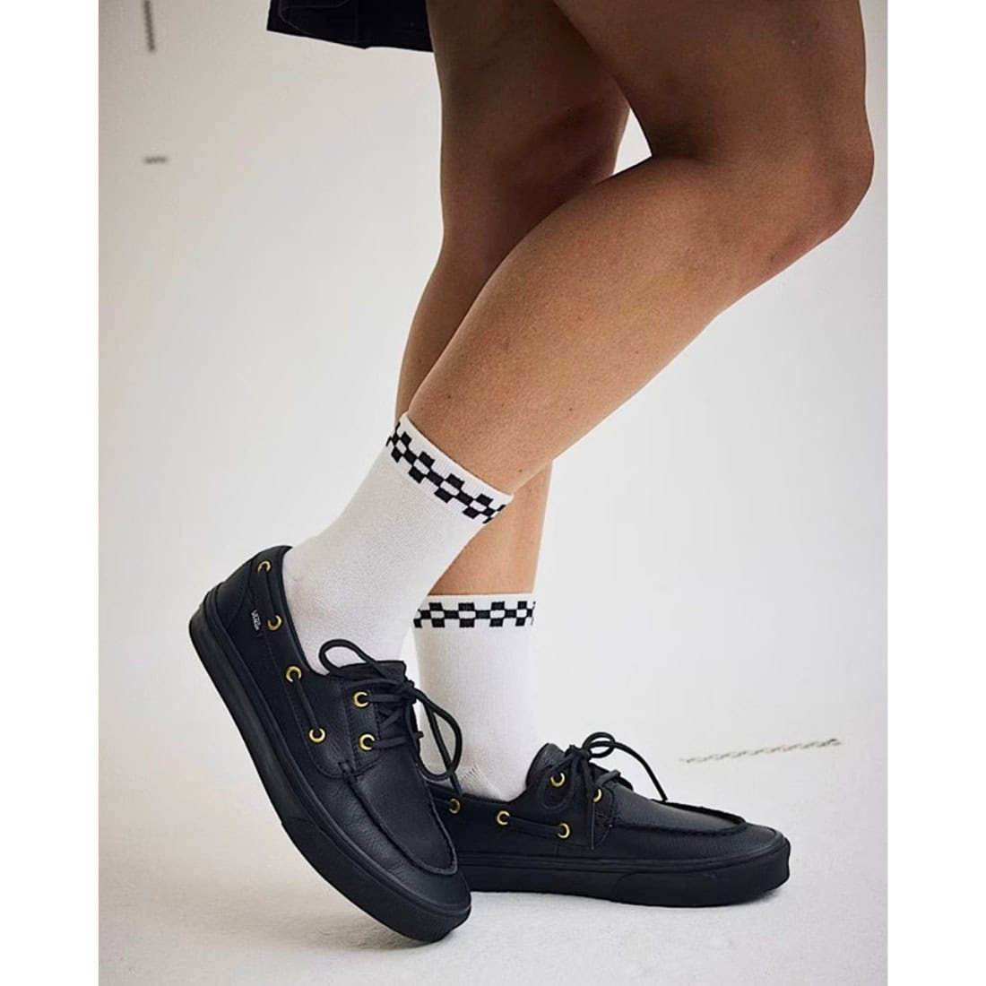 Vans 2-Eyelet Boat Shoe - Leather Black - Mens Casual Shoes by Vans