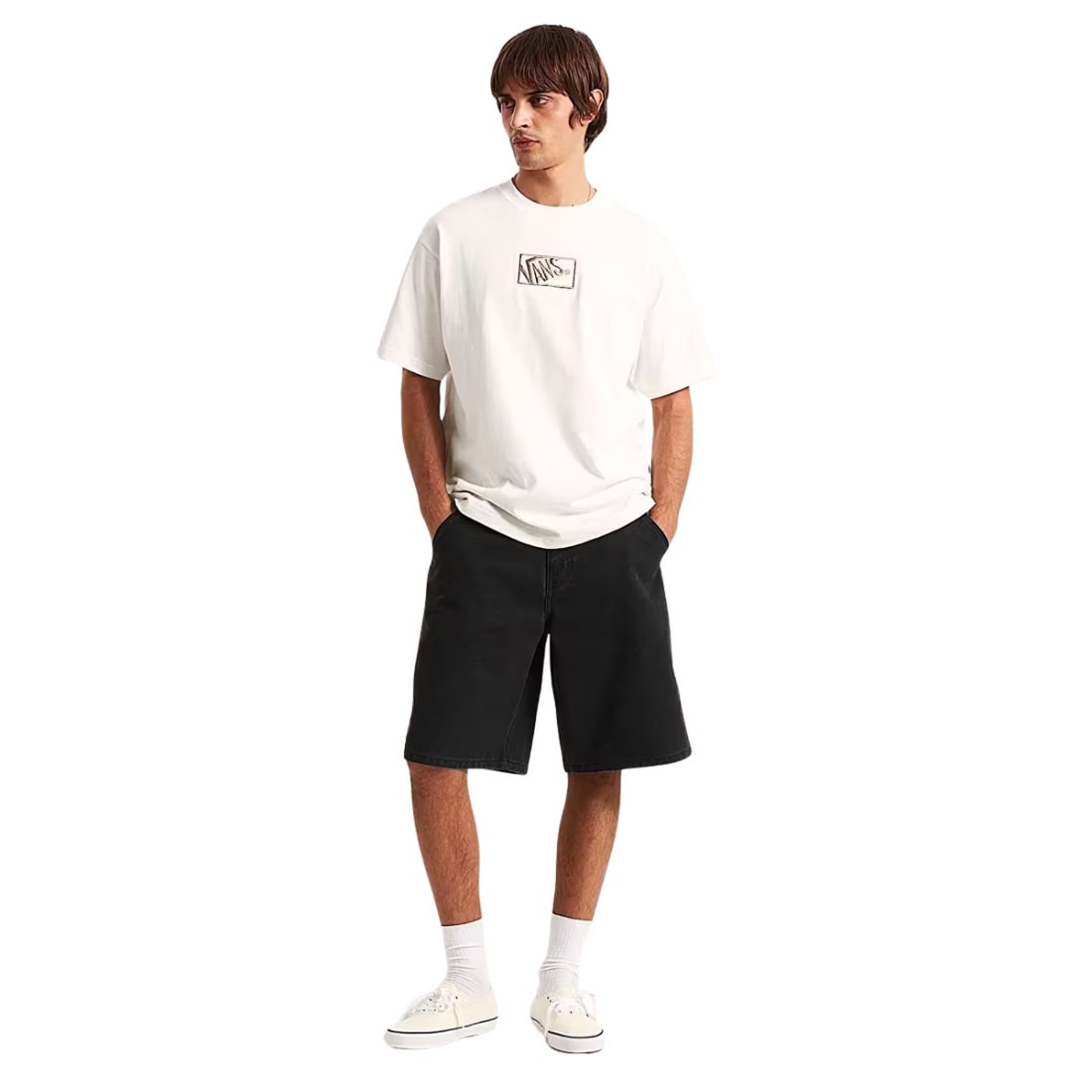 Vans Blocked Box Loose Fit T-Shirt - Egret - Mens Graphic T-Shirt by Vans