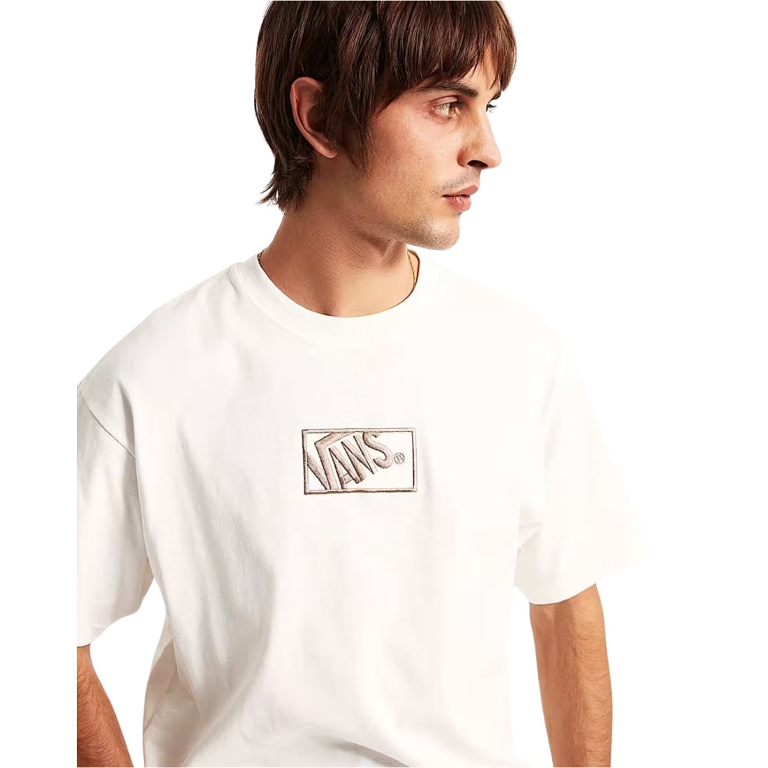 Vans Blocked Box Loose Fit T-Shirt - Egret - Mens Graphic T-Shirt by Vans