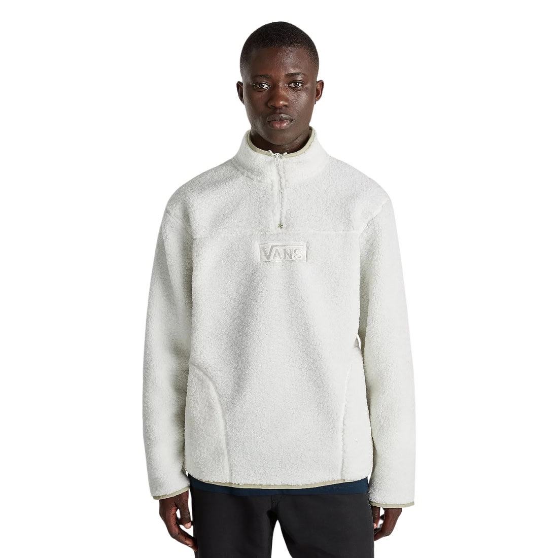 Vans Boxed Sherpa Quarter Zip Fleece - Marshmallow - Mens Pullover Hoodie by Vans