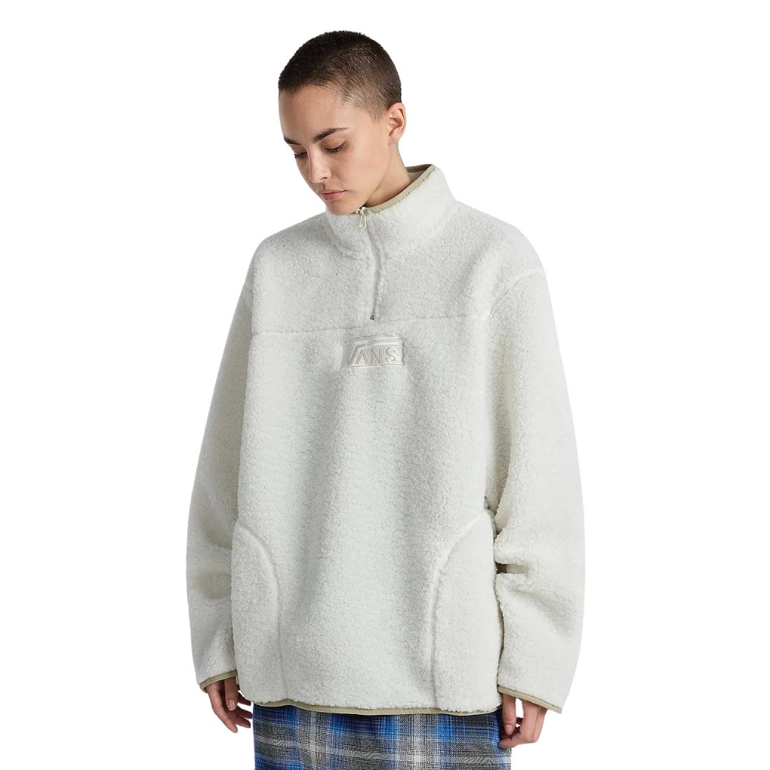 Vans Boxed Sherpa Quarter Zip Fleece - Marshmallow - Mens Pullover Hoodie by Vans