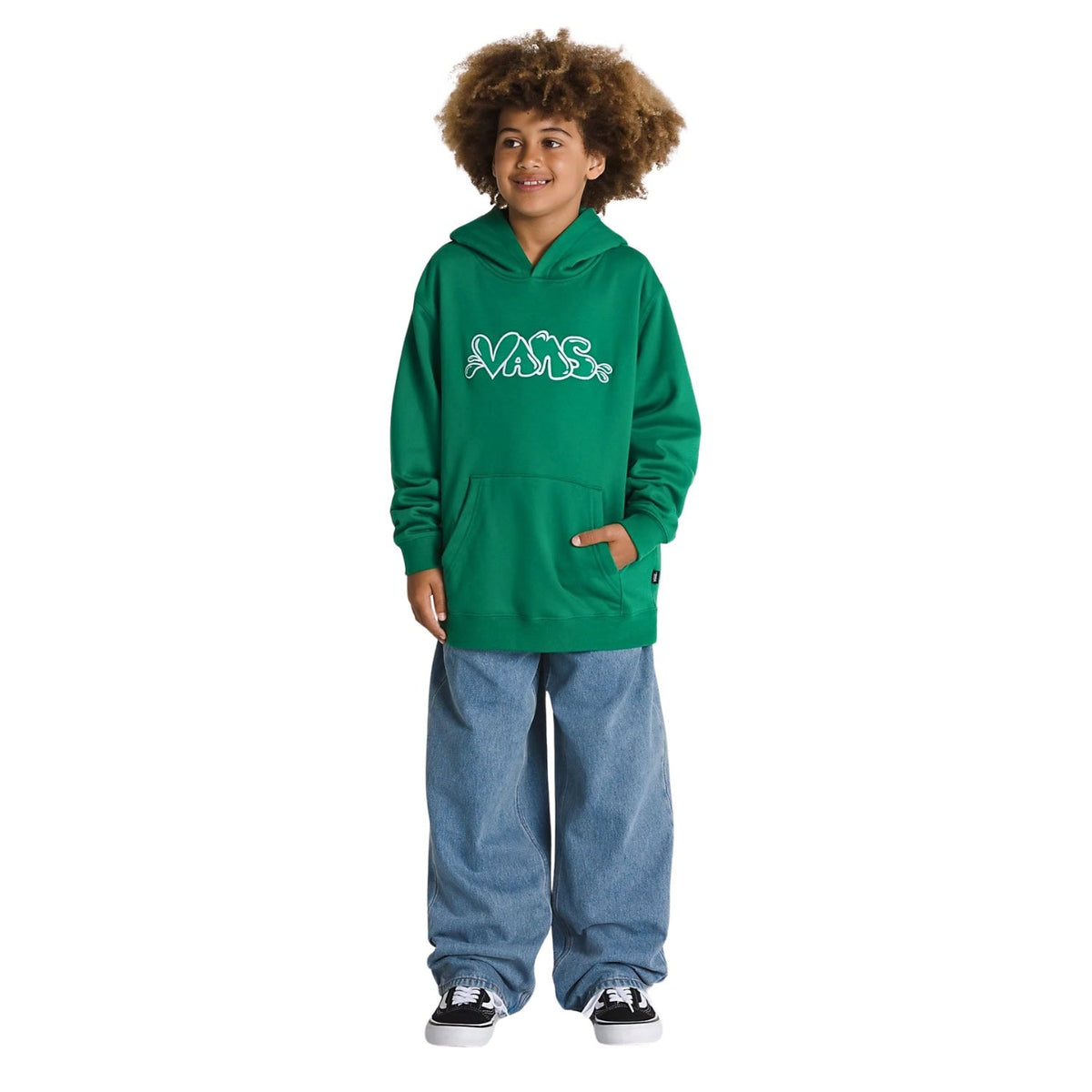 Vans Boys Caps Loose Kids Hoodie - Verdant Green - Boys Pullover Hoodie by Vans