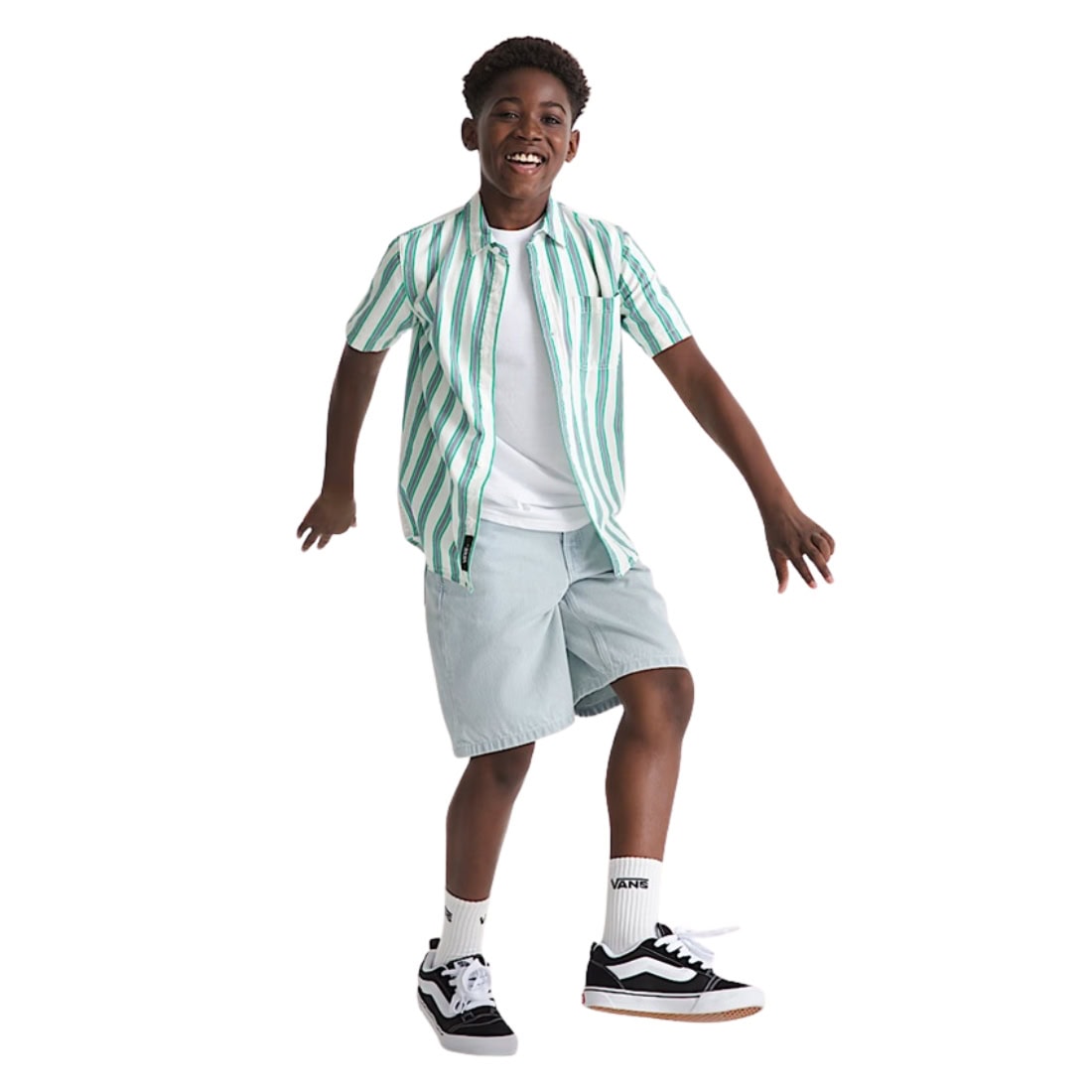 Vans Boys Check-5 Baggy Denim Jean Shorts - Blue Ice - Boys Denim Shorts by Vans