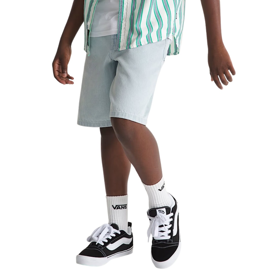 Vans Boys Check-5 Baggy Denim Jean Shorts - Blue Ice - Boys Denim Shorts by Vans