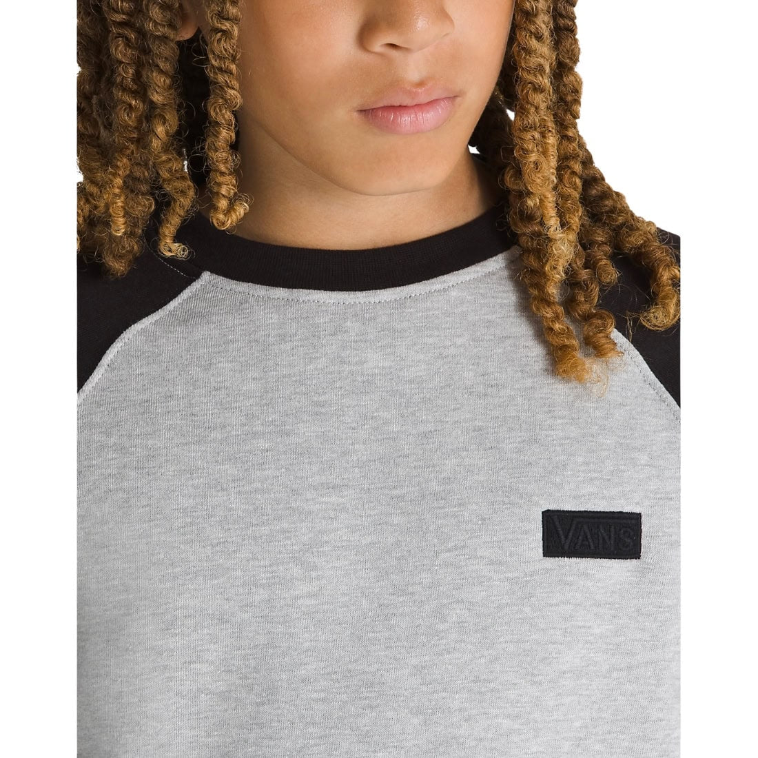 Vans Boys Core Basic Raglan Crew - Black/Cement Heather - Boys Crew Neck Sweatshirt by Vans